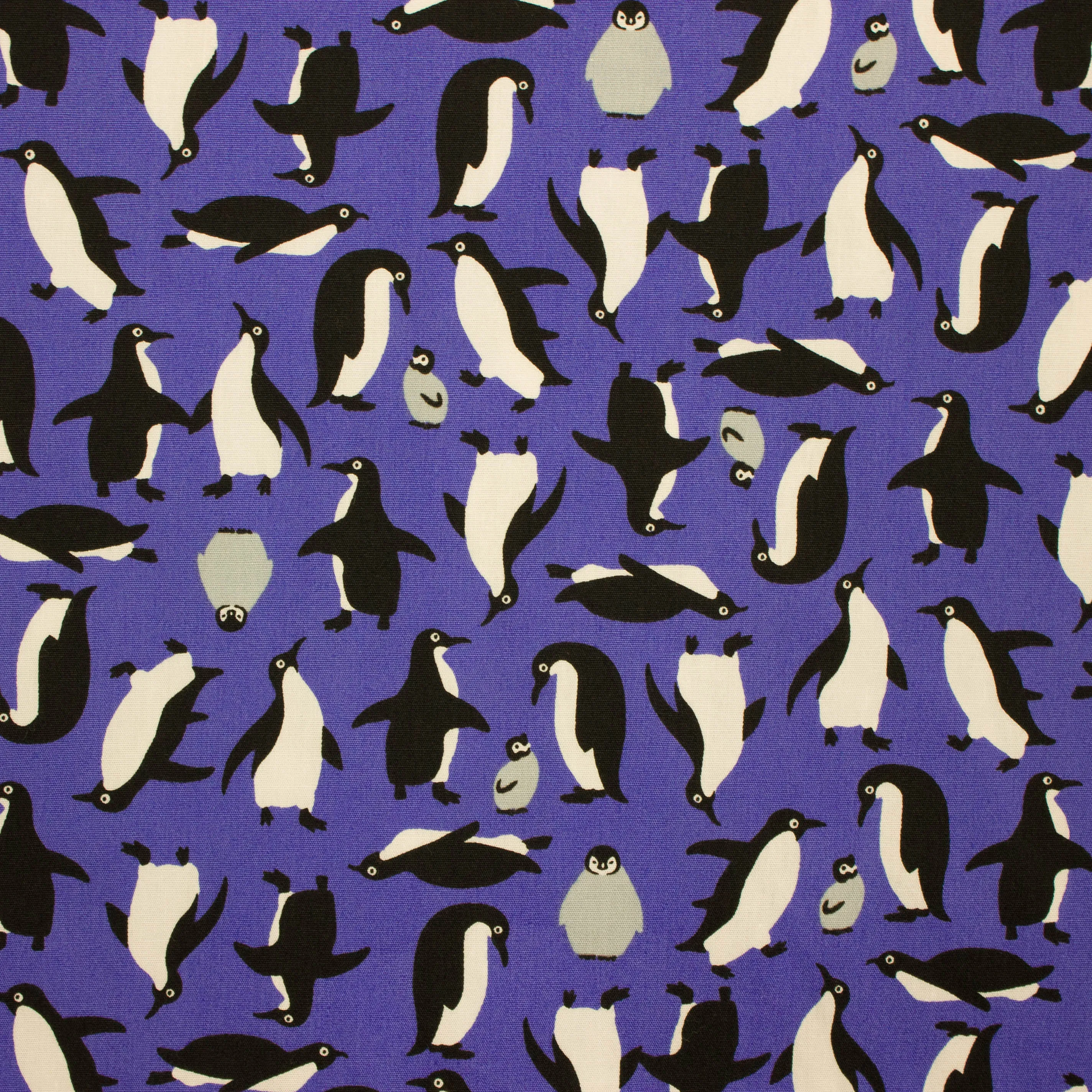 Katoen paars met pinguins